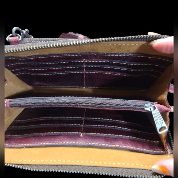 Patrisha Nash Studded Burgundy Leather Crossbody Bag - Picture 3 of 5